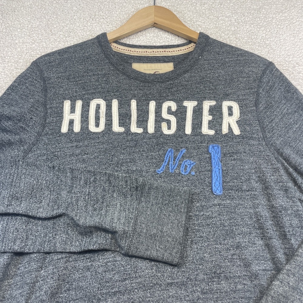 Hollister Shirt Mens XL Gray No. 1 Graphic Long Sleeve Crewneck Pullover 1225
